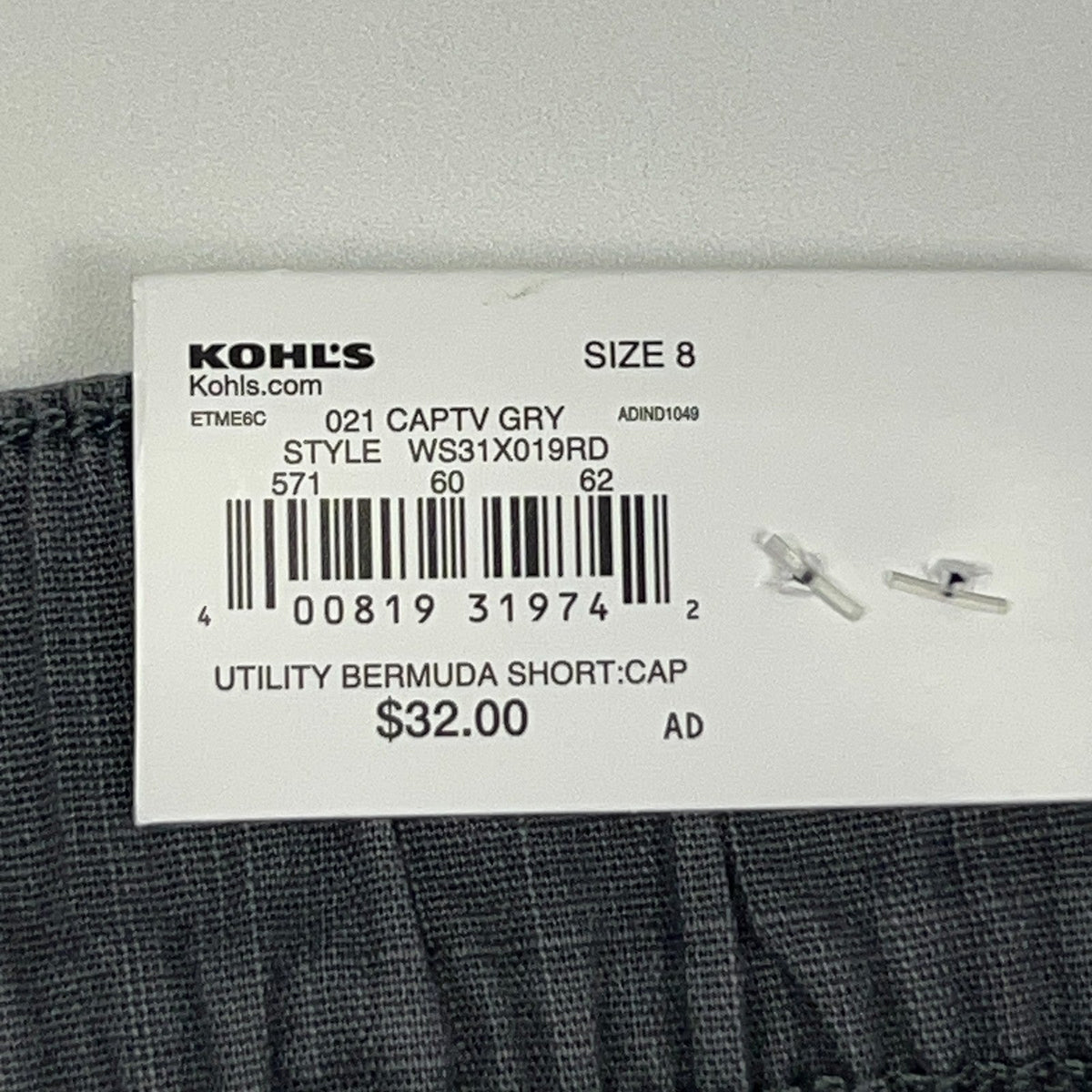 Sonoma Goods For Life Womens 8 Utility Bermuda Cargo Shorts Gray Stretch NWT