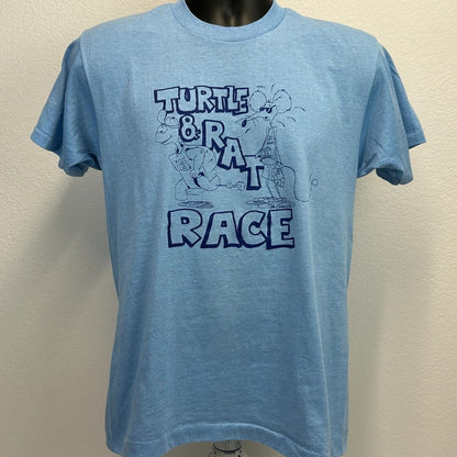 Camiseta vintage Las Vegas Jaycees Turtle &amp; Rat Race para hombre, talla mediana, años 80, color azul corredor