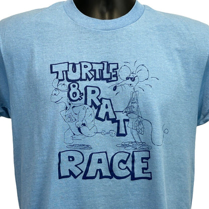 Camiseta vintage Las Vegas Jaycees Turtle &amp; Rat Race para hombre, talla mediana, años 80, color azul corredor