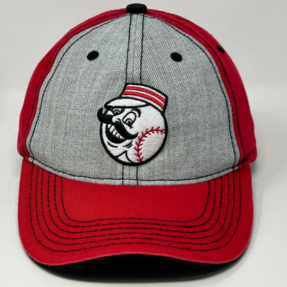 Gorra de béisbol con correa trasera de seis paneles de color rojo de Fox Sports de los Cincinnati Reds Mr Redlegs