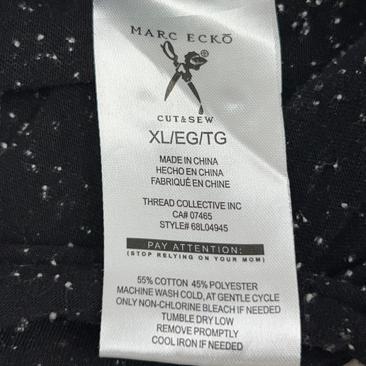 Marc Ecko Cut & Sew Mens Shirt L Large Black Speckled Long Sleeve Button Up