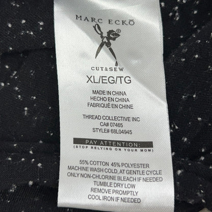 Marc Ecko Cut & Sew Mens Shirt L Large Black Speckled Long Sleeve Button Up