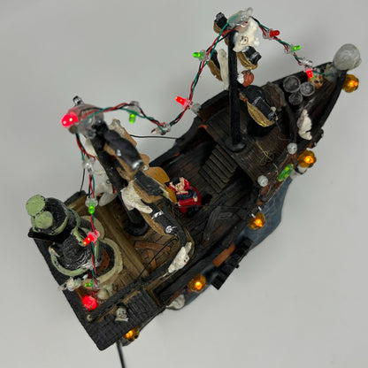 Halloween Village Pirate Ship With Motion Movement LED Lights Sea Ghost Target