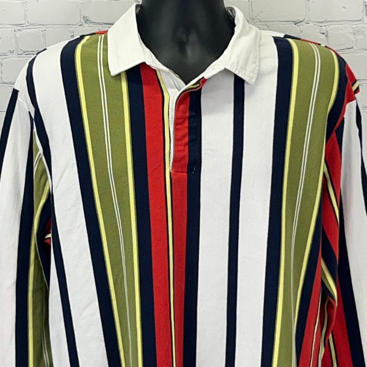 PacSun Los Angeles Rugby Polo L Large Striped Long Sleeve Cotton Collared Shirt