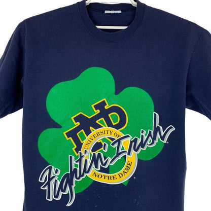 Notre Dame Fighting Irish Vintage 90s Camiseta NCAA Universidad Azul Camiseta Grande