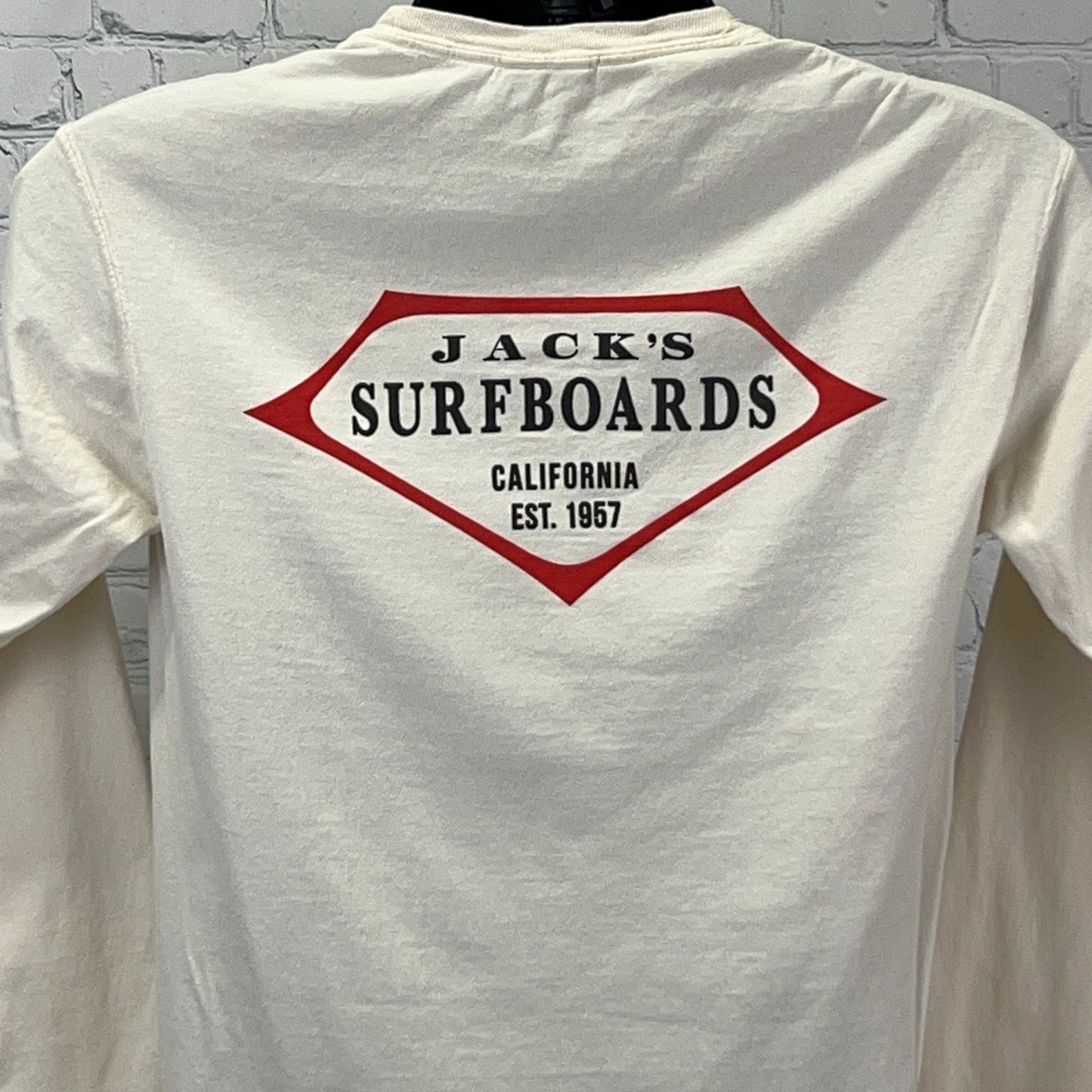 Jacks Surfboards T Shirt S Small Ivory Long Sleeve Surfer Surfing Surfboarding