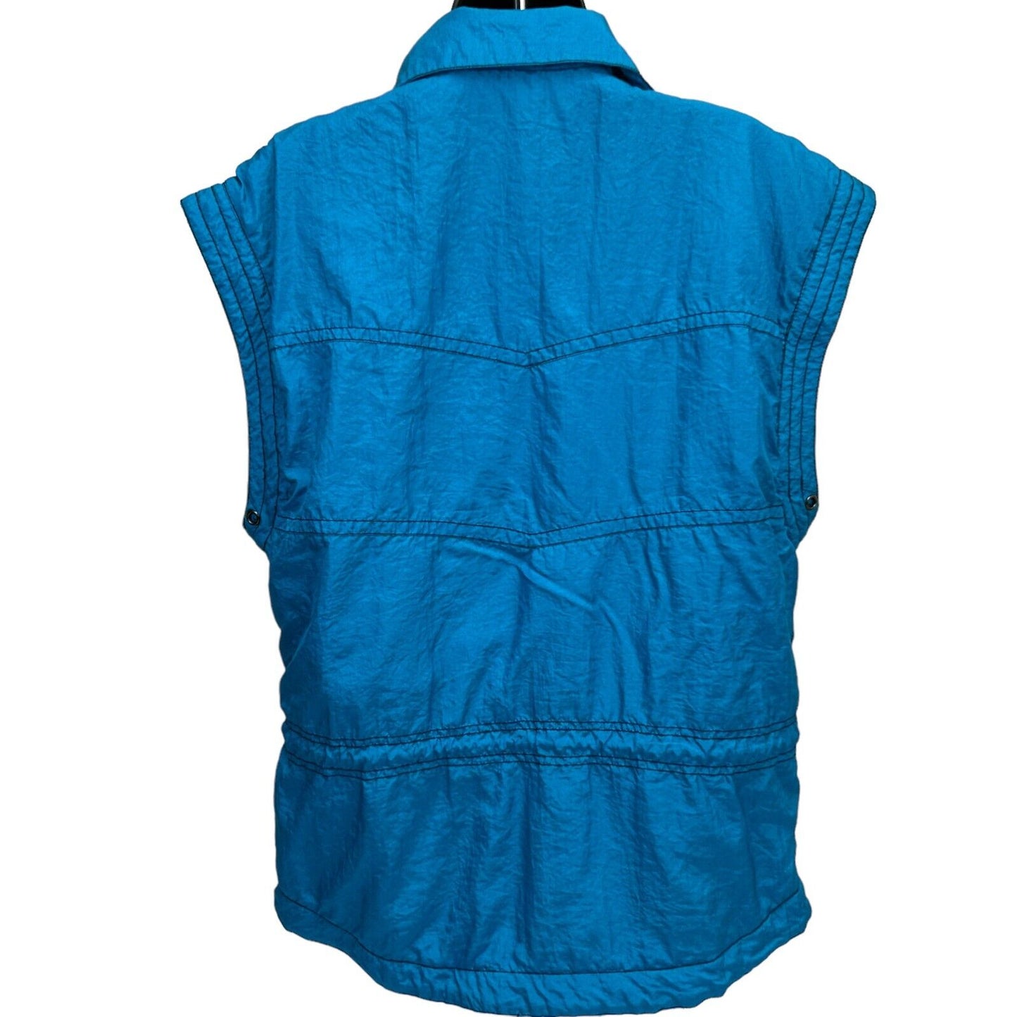 Lavon Sport Vintage 90s Womens Vest Jacket Medium Blue Pockets Sleeveless