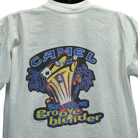 Camel Cigarettes Las Vegas Vintage 90s T Shirt X-Large Groove Blender Mens White