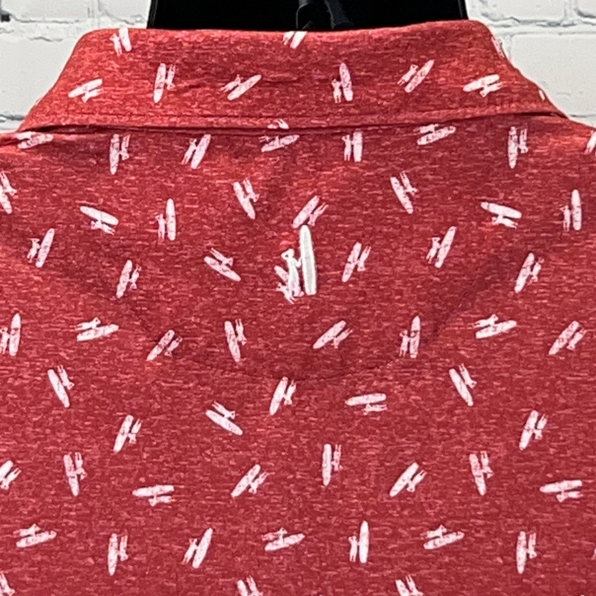 Johnnie-O Exeter Revere Golf Club Las Vegas Polo L Large Red Surfboard Print - Neon Vintage