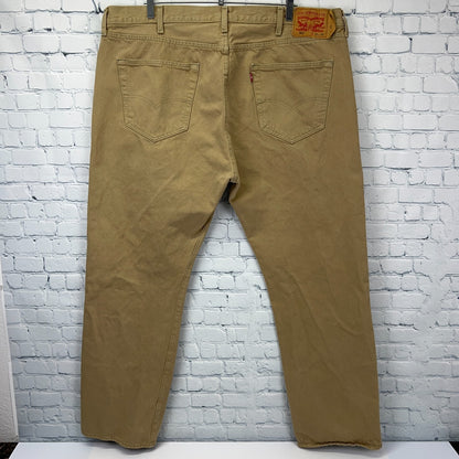 Levis 501 Button Fly Jeans Straight Fit Five Pockets Denim 1212 Beige Tan 44x32