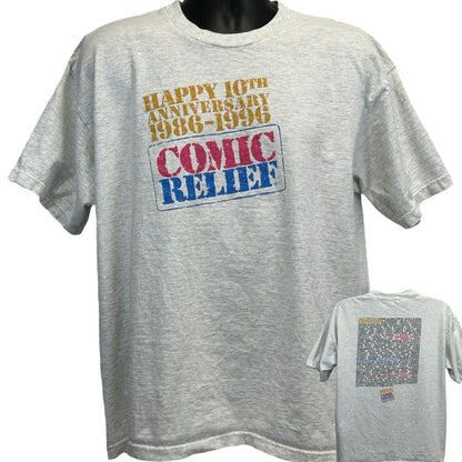 Camiseta vintage Comic Relief 1996 para hombre, talla extragrande, Robin Williams, Billy Crystal, gris