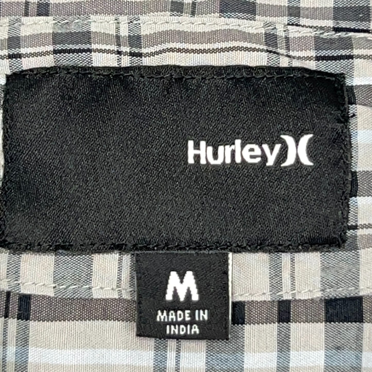 Hurley Plaid Button Front Shirt Gray Surfer Surfing Long Sleeve Mens M Medium