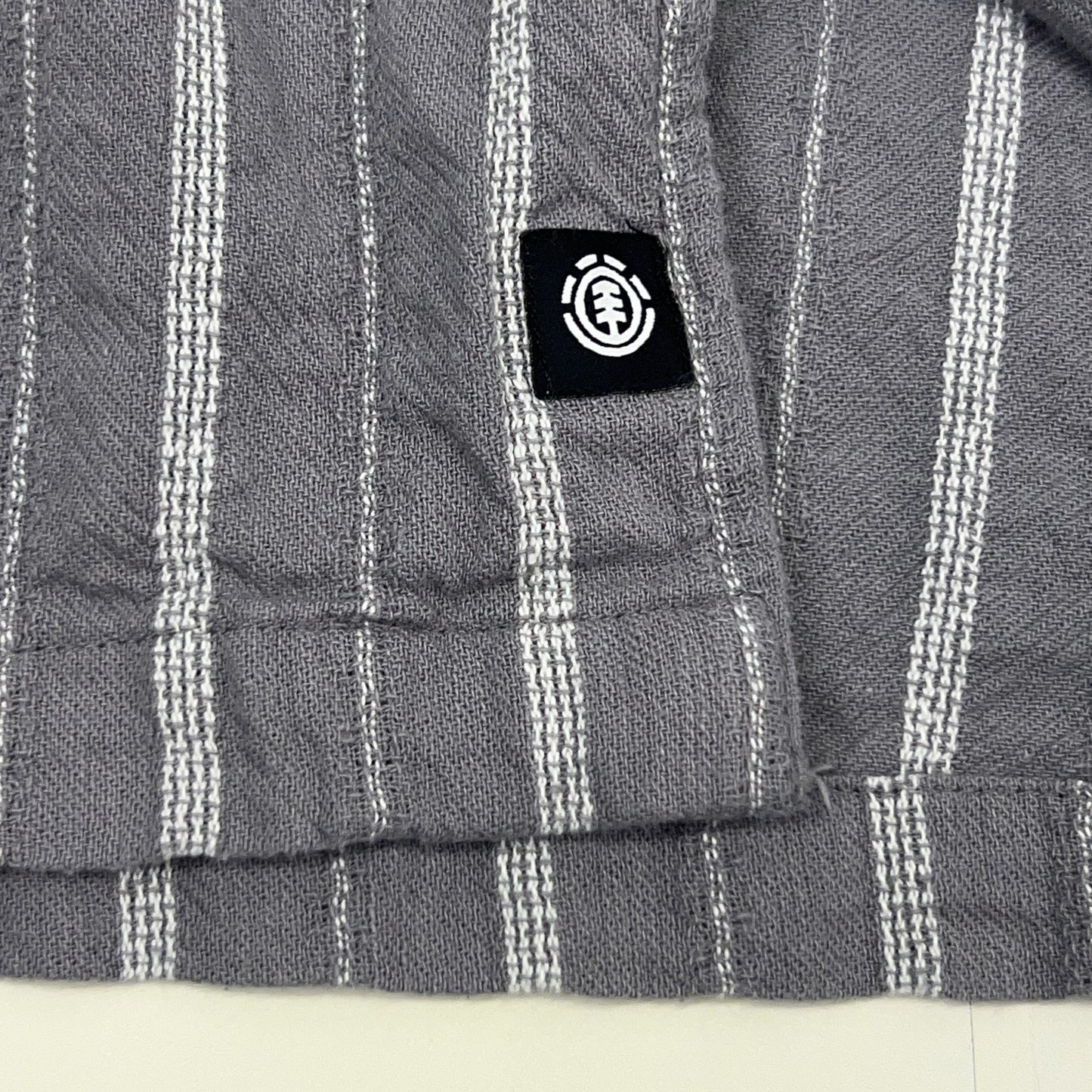 Element Skateboards Shirt S Small Gray Stripe Cotton Short Sleeve Button Front