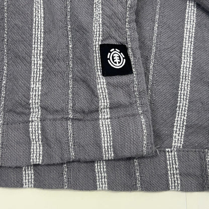 Element Skateboards Shirt S Small Gray Stripe Cotton Short Sleeve Button Front
