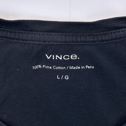 Vince Pima Cotton T Shirt Black Crew Neck Short Sleeve MX5209034 Mens L Large