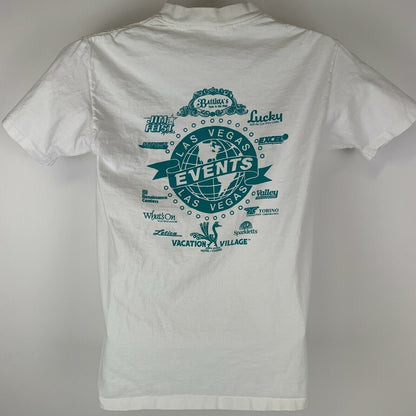 Camiseta vintage de los años 90 con diseño de maratón de Las Vegas, para hombre, color blanco, talla pequeña, para correr, fabricada en EE. UU.