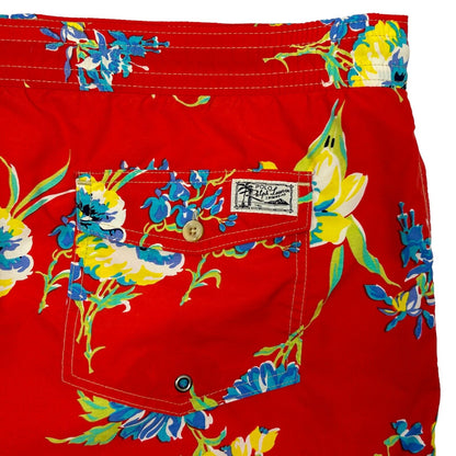 Polo Ralph Lauren Swimming Shorts XXL 2XL Hawaiian Floral Surf Trunks Mens Red