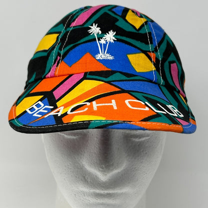 Vintage Beach Club Long Bill Dad Hat Cap Flex Fitted M-L Green 80s Tropical