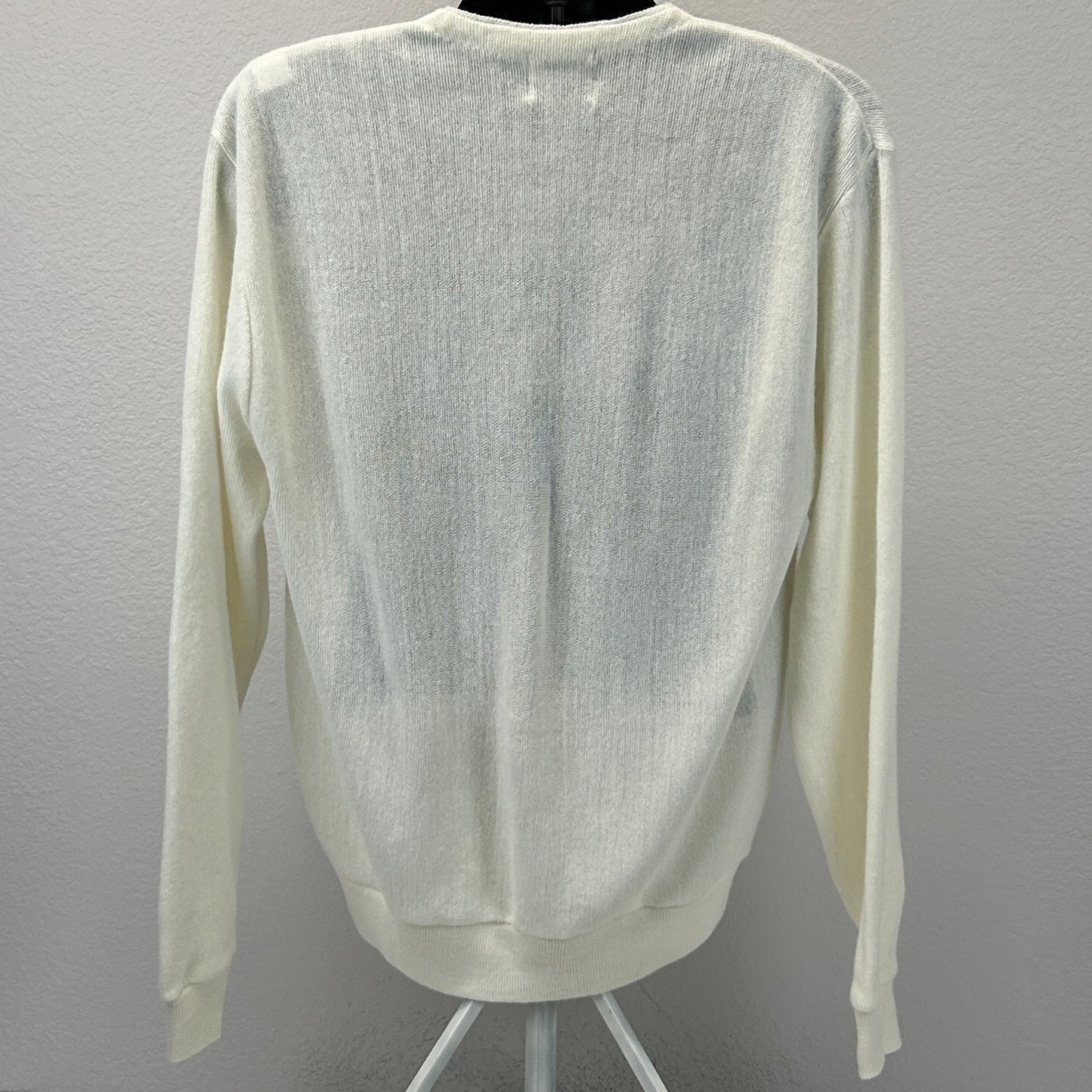 Vintage 70s 80s Kraft Foodservice Cardigan Sweater Food Service White L Large