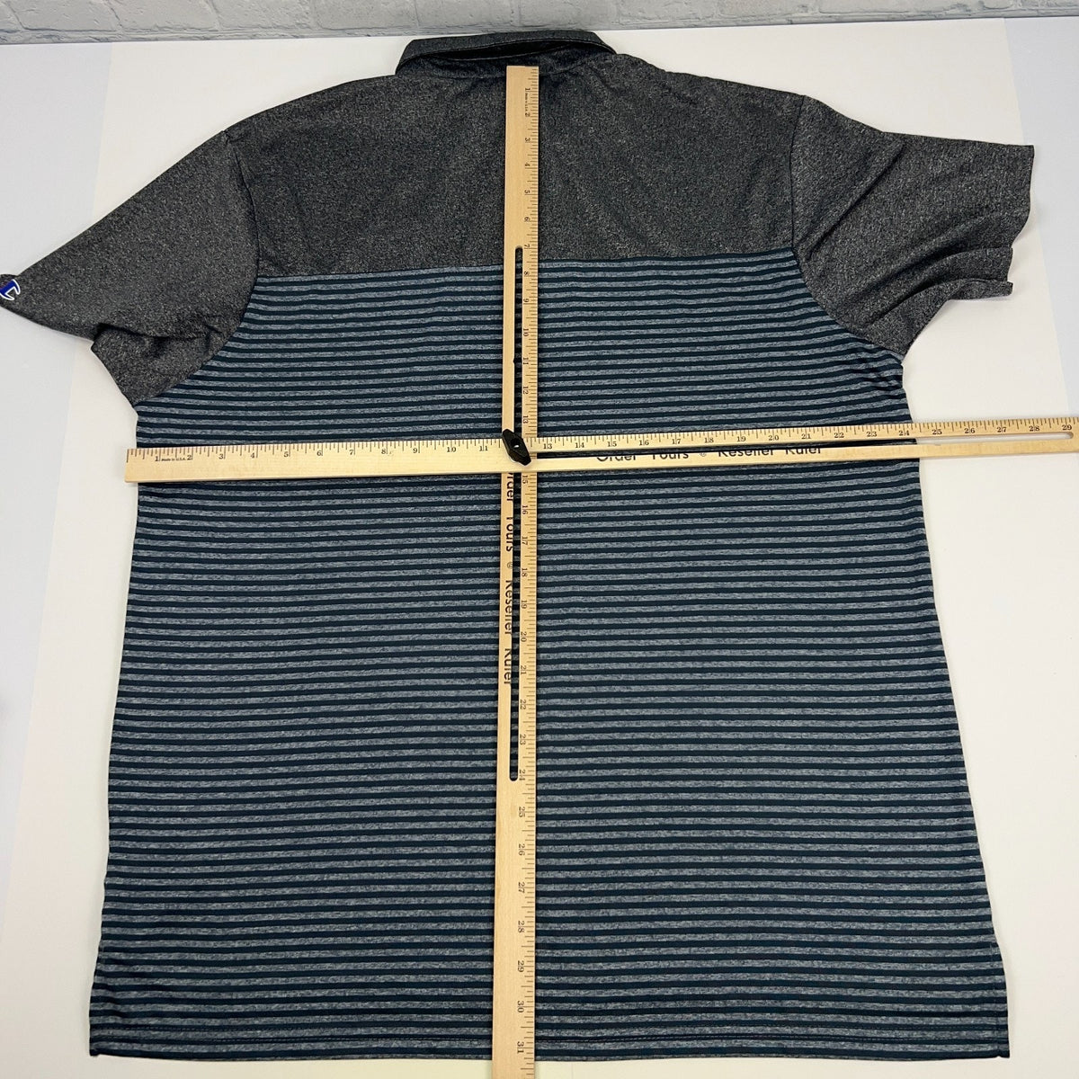 UNLV Rebels Champion Mens XL X-Large Gray Blue Striped Polo Golf Shirt NCAA Team