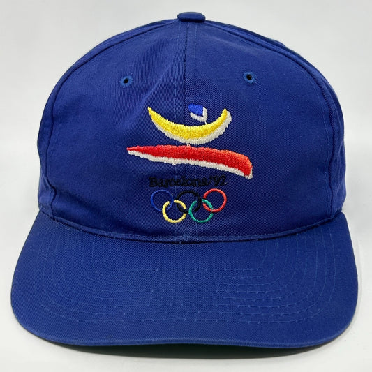 Vintage 90s 1992 Barcelona Olympics Hat Baseball Cap Summer Games Blue Snapback