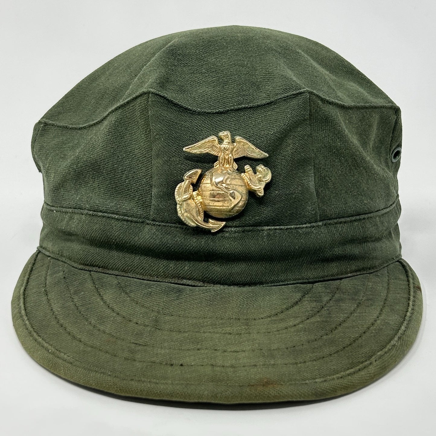 Vintage USMC Marines Utility Cover Hat OD Olive Green Military Cap 6 7/8