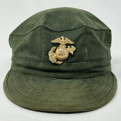 Vintage USMC Marines Utility Cover Hat OD Olive Green Military Cap 6 7/8
