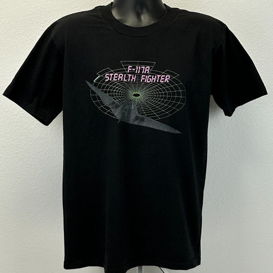 Vintage 90s Stealth Fighter F-117A T Shirt USAF Air Force Made In USA L Large - Neon Vintage