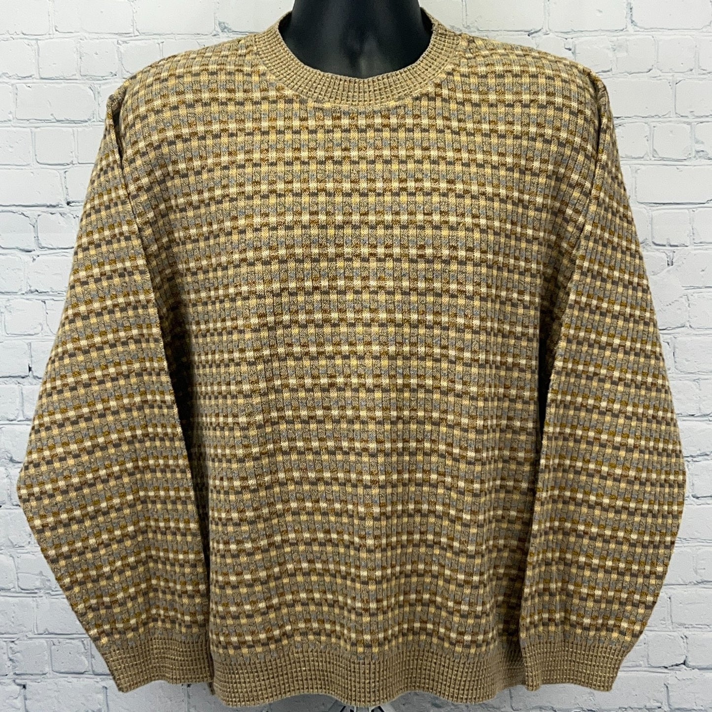 Paolo Valenzi Sweater L Large Made in Italy Beige Knit Cotton Acrylic Nylon