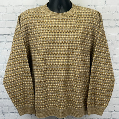 Paolo Valenzi Sweater L Large Made in Italy Beige Knit Cotton Acrylic Nylon