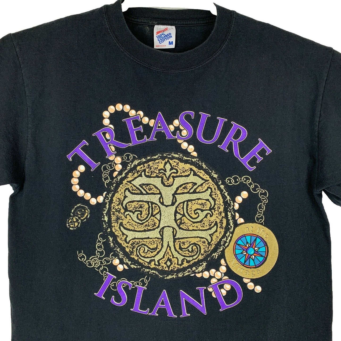 Camiseta vintage Treasure Island Las Vegas de los años 90, tamaño mediano, casino Mirage, juego