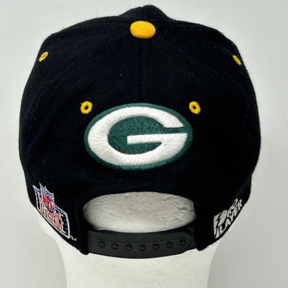 Gorra de béisbol vintage de los Green Bay Packers, negra, años 90, snapback, jugador profesional de la NFL