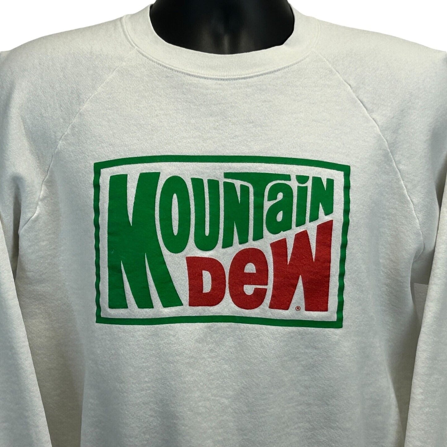 Vintage Mountain Dew Sweatshirt Small 80s Soft Drink Soda Made In USA Mens White