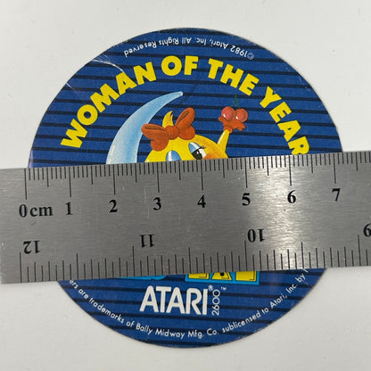 Vintage 80s Atari 2600 Ms Pac Man Paper Sticker 1982 Woman of the Year Pacman