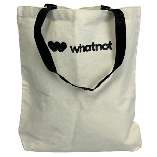 Whatnot Canvas Reusable Bag Handled Shopping Tote Beige 14x14x2.5