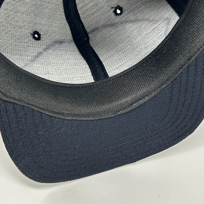 Vintage 80s Solid Blank Hat Baseball Cap Navy Blue Snapback 6 Panel Made In USA