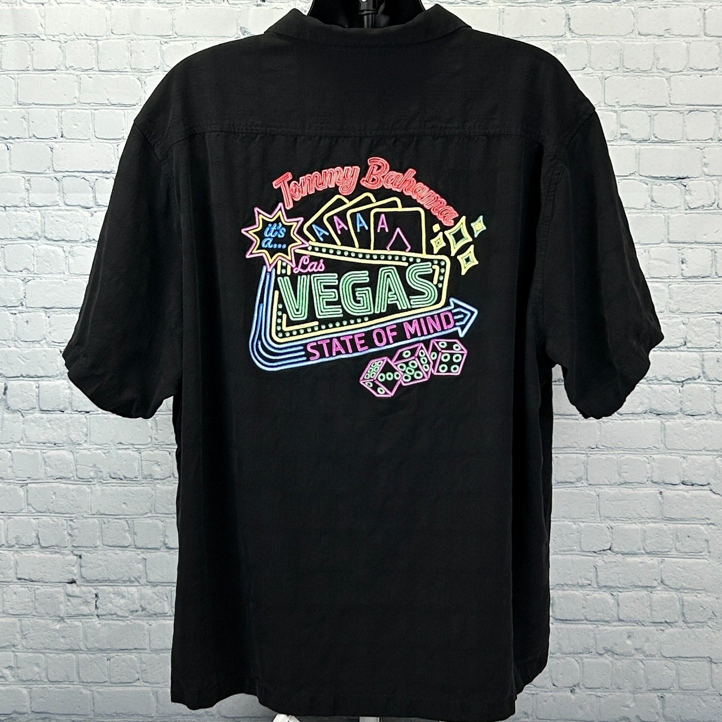 Tommy Bahama Las Vegas State of Mind Hawaiian Camp Shirt Casino Silk Black 3XLB