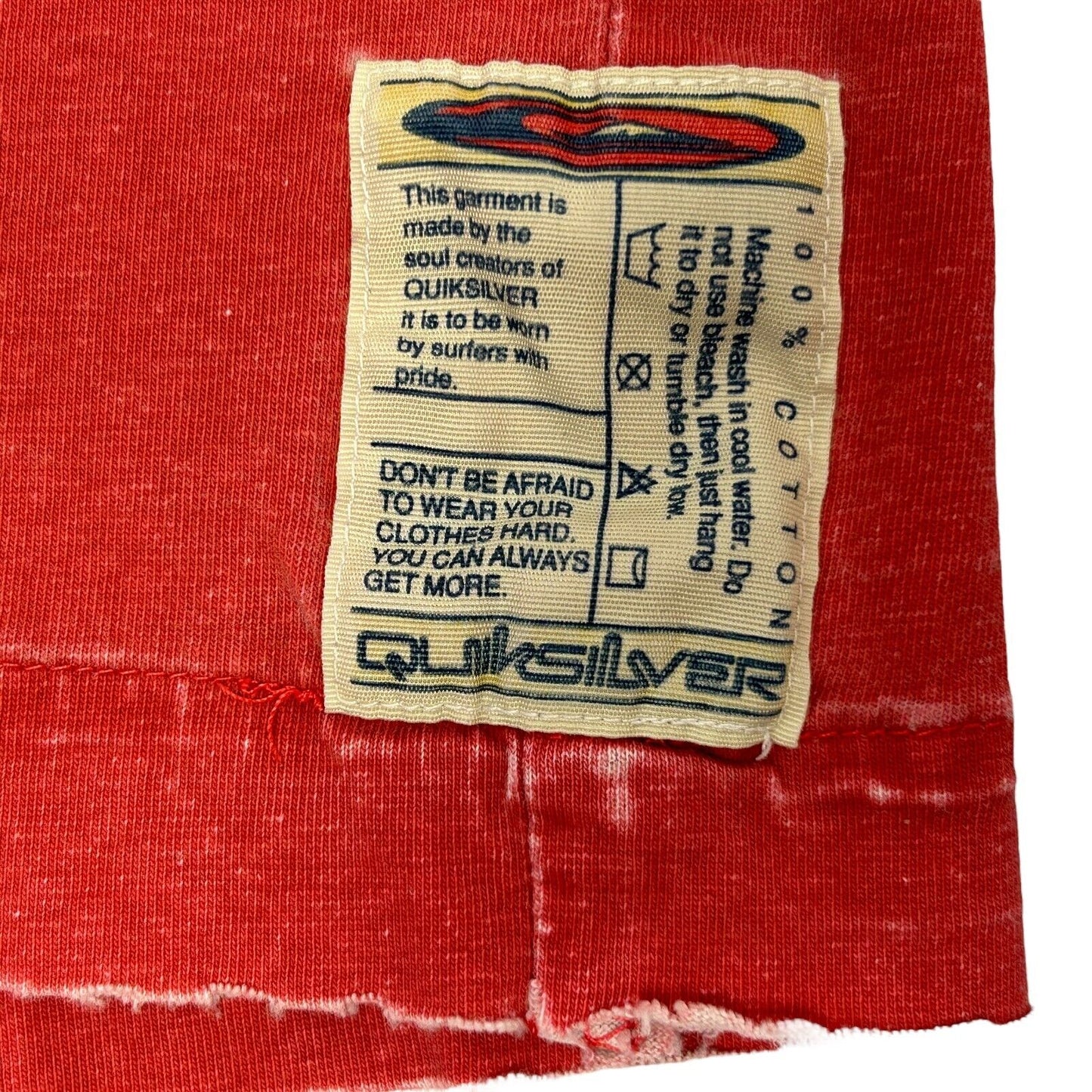 Quiksilver Distressed Vintage 80s 90s Henley T Shirt Medium Surfer Tee Mens Red