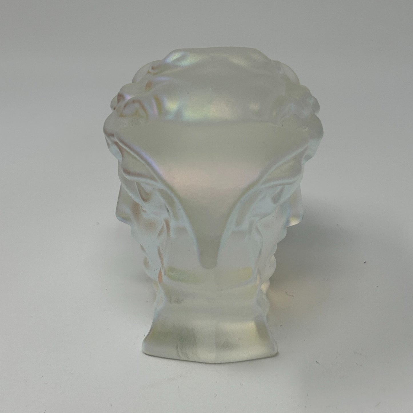 Versace x Rosenthal Blown Glass Paperweight Medusa Iridescent Opalescent White