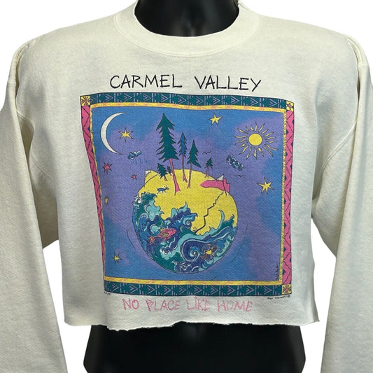 Carmel Valley Vintage 90s Cropped Sweatshirt Large California Earth Mens White