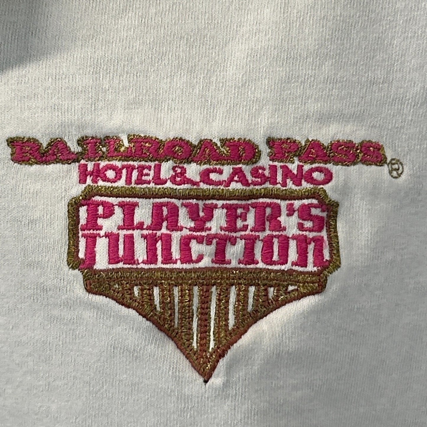 Vintage 90s Railroad Pass Casino Polo Shirt Henderson Las Vegas White XXL 2XL
