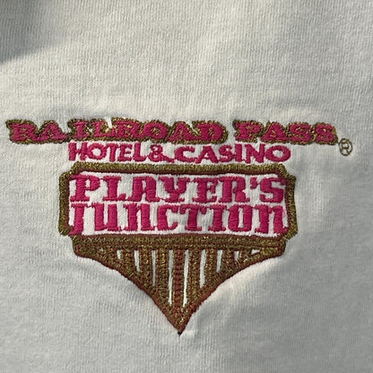 Vintage 90s Railroad Pass Casino Polo Shirt Henderson Las Vegas White XXL 2XL