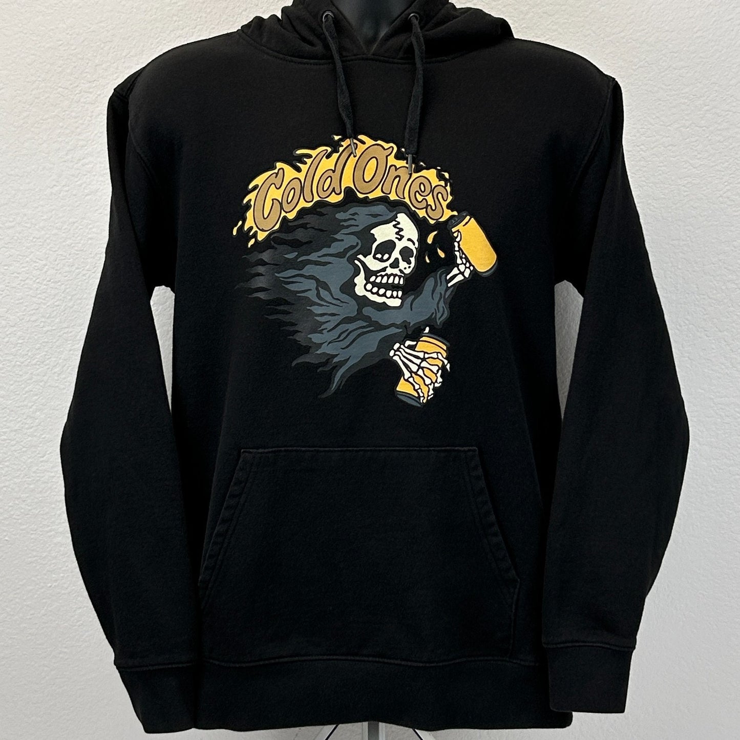 Vans Cold Ones Hoodie Hooded Sweatshirt Grim Reaper Beer Skater Black S Small