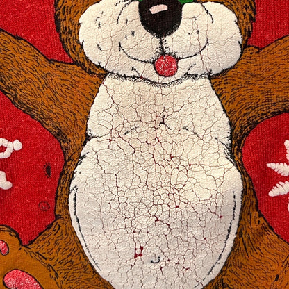 Vintage 80s Let It Snow Christmas Sweatshirt Sweater USA Made Red Mens M Medium