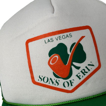 Gorra de camionero Sons of Erin Las Vegas, gorra de béisbol verde vintage de los años 90 con cierre trasero de estilo irlandés