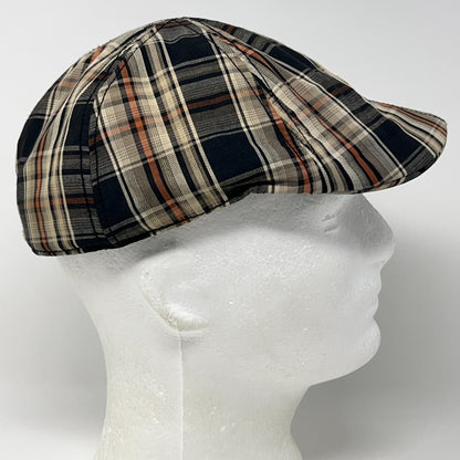 Vintage Crown Co Plaid Flat Cap Hat Ivy Newsboy Cabbie Driving Scally Beige S-M