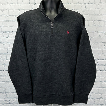 Polo Ralph Lauren 1/4 Quarter Zip Sweater Mock Neck Charcoal Gray XL X-Large