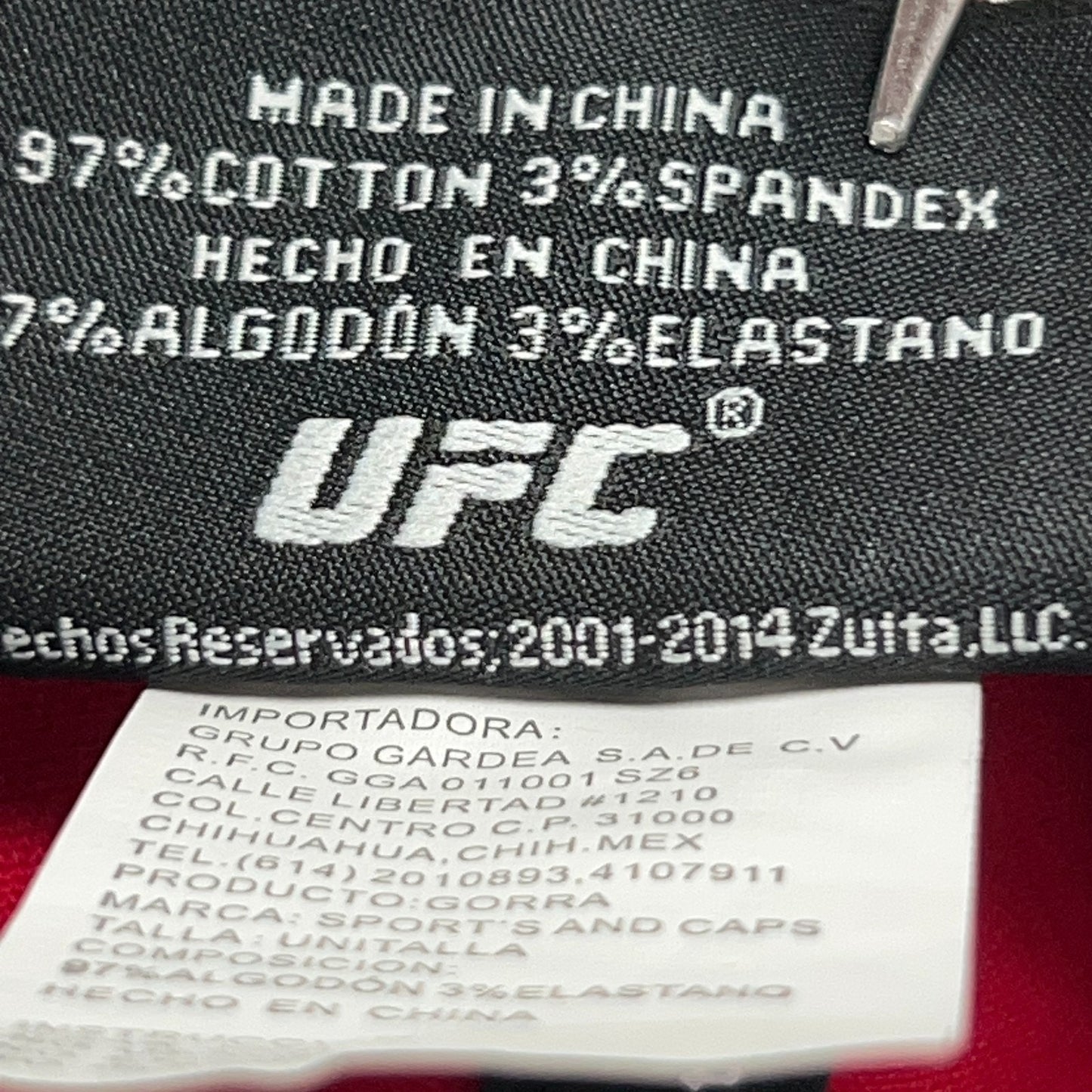 UFC Hat Baseball Cap MMA Mixed Martial Arts Official Product Red Flex Fitted S-M
