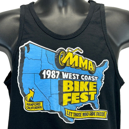 West Coast Bike Fest Vintage 80s Tank Top T Shirt Small Motorcycle Mens Black