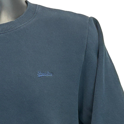 Superdry 海军蓝色运动衫超柔软抓绒圆领刺绣徽标 XL